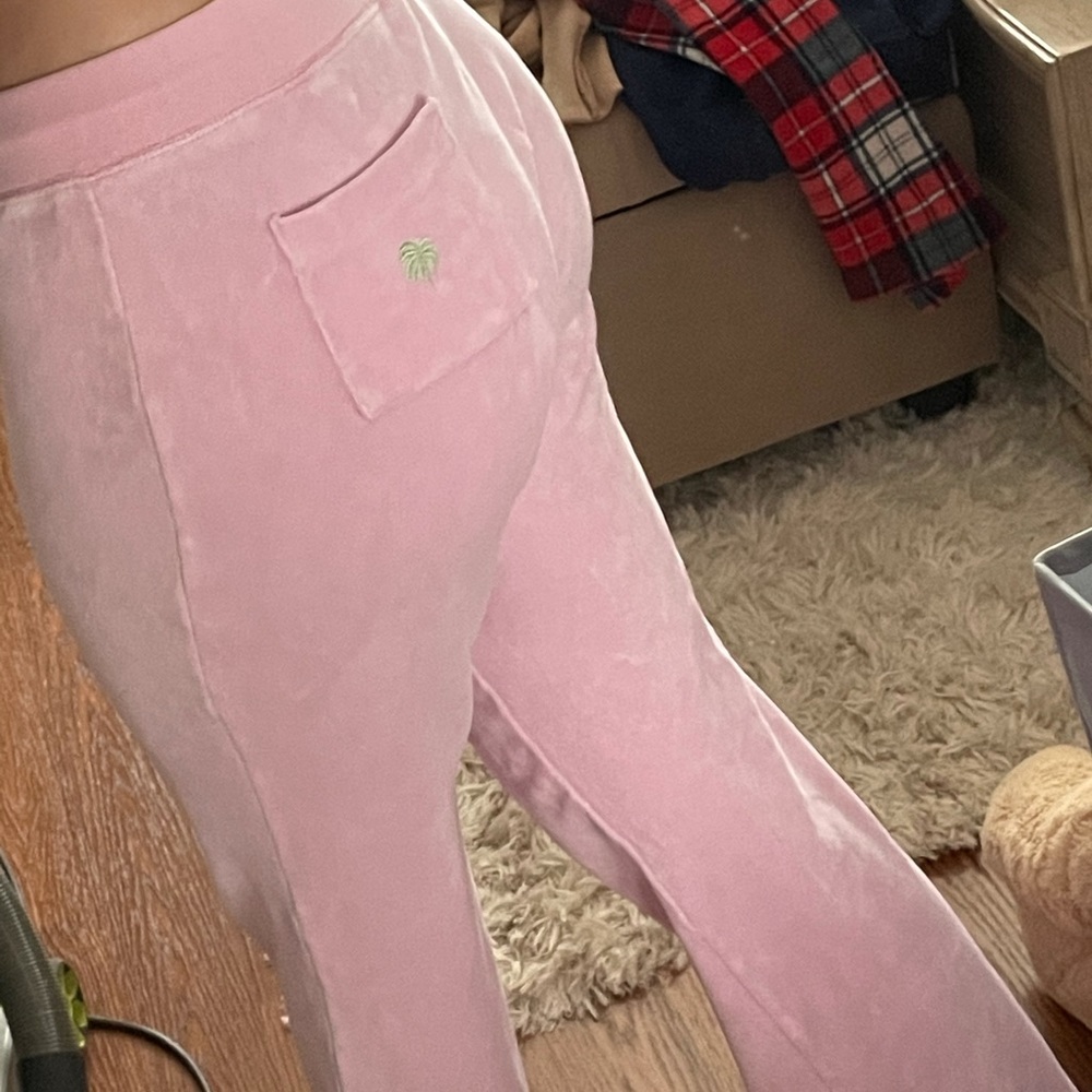 Baby pink velour sweatpants